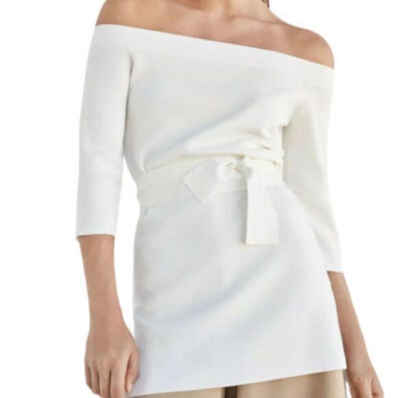 Off White Ivory Off the Shoulder  Knit Tunic Top NO BELT - Picture 1 of 8